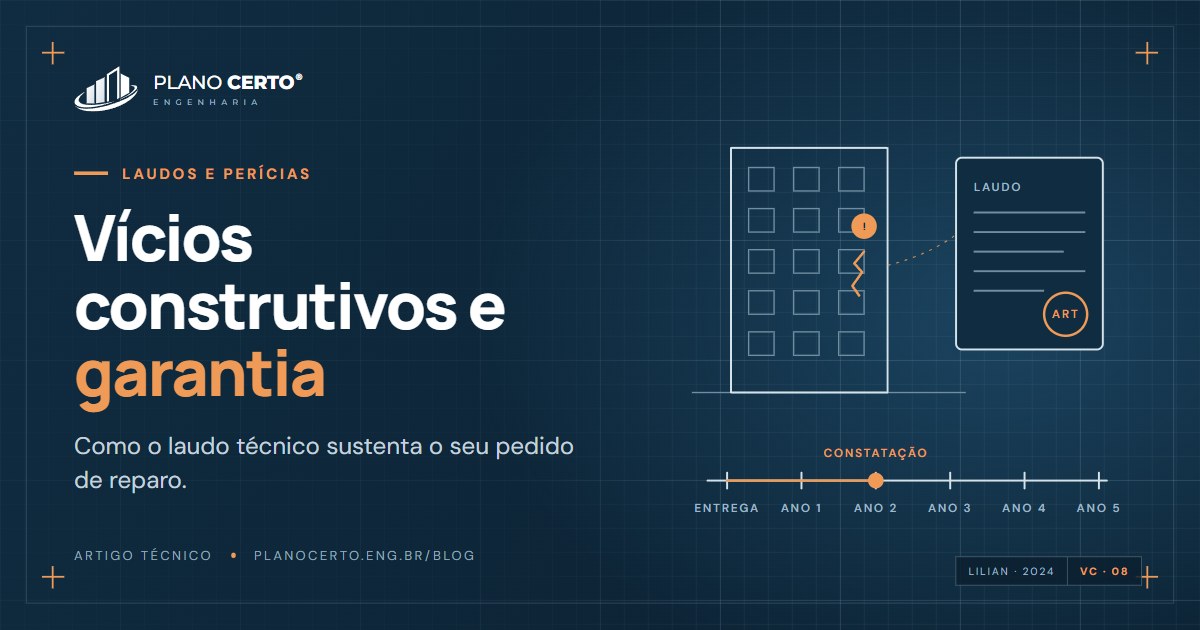 Capa do artigo: Vícios construtivos: como o laudo técnico apoia a garantia